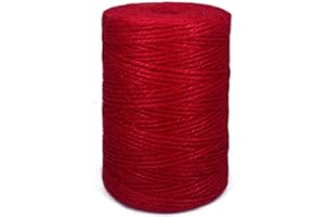 LEECOGO Colored Jute Twine 328 Feet Durable Natural Jute Rope String Perfect for Arts Crafts Mason Jars Knife Handle Wrapping Wedding Decorations Home Gardening Durable Packing String for Gifts Presents,Red