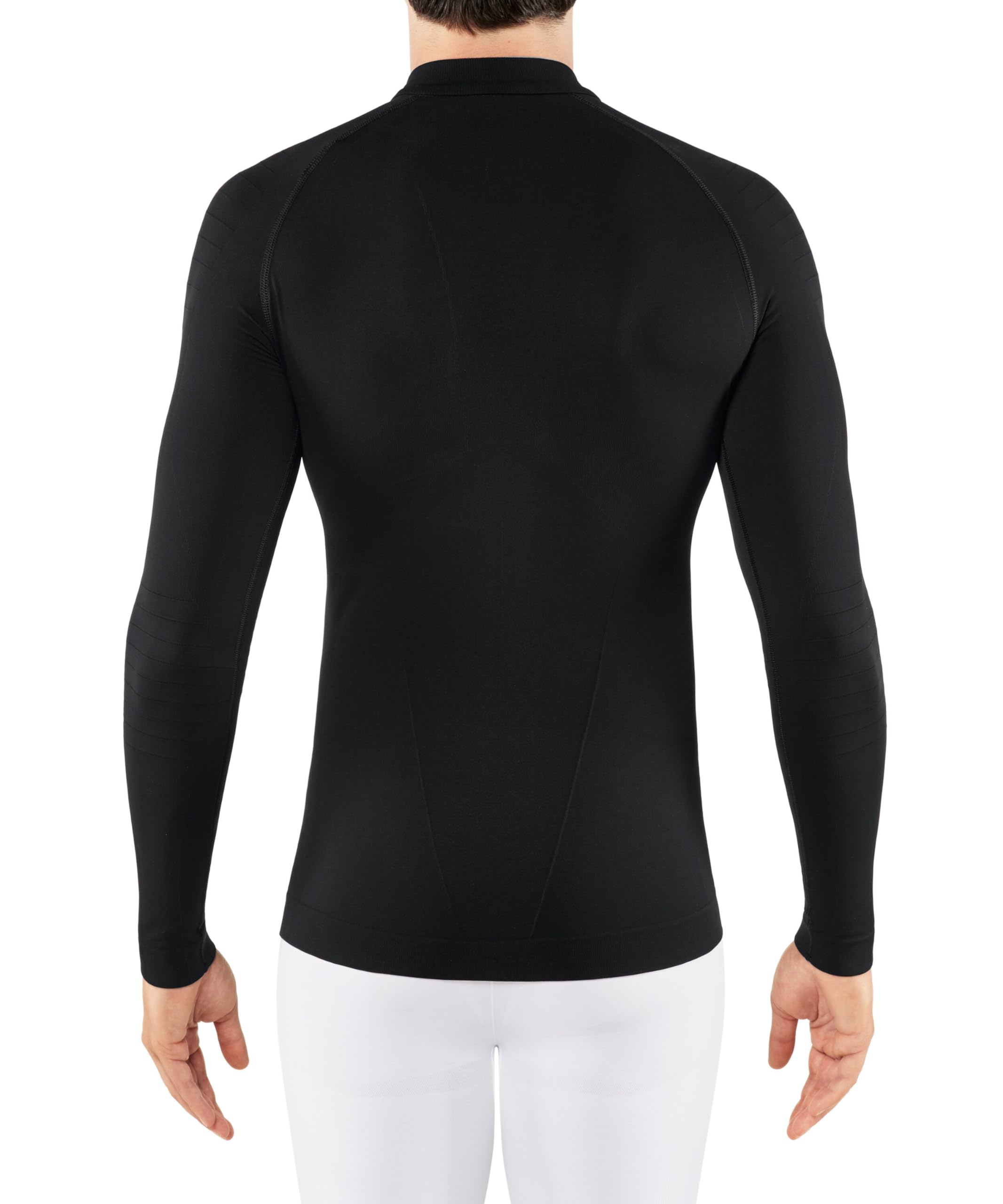 FALKE Men's Warm Tight Fit Zipped Longsleeved Functional Shirt, Thermal Underwear, Black (Black 3000), S (1 Piece)