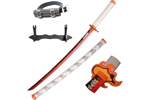 lkjad Cosplay Swords Rengoku Kyoujurou Samurai Sword, Katana Sword Plastic Toy Sword for Costume Play Halloween Cosplay Gift 40 in