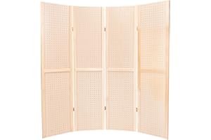 SSWBasics 5 Foot 4-Panel Folding Pegboard Stand for Crafting - Versatile Pegboard Display and Room Divider - Paint-Ready Surface for Customization - Perfect for Trade Shows, Flea Markets, and Home