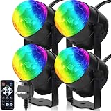 CATPOWER Pack of 4 Remote Control Party Lights RGB Strobe UK Plug 4m Cable