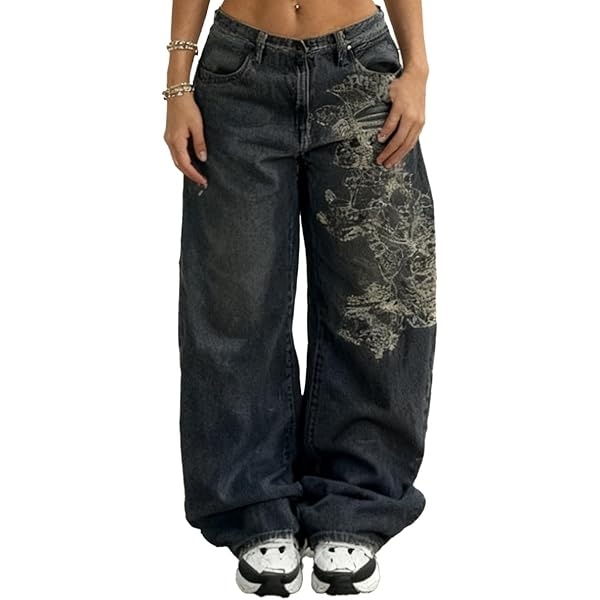 OATSBAS Unisex Y2K Hip-Hop Gothic Jeans Casual Baggy Oversize