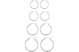 STALIGUE 4 Pairs Titanium Hoop Earrings for Sensitive Ears Hypoallergenic Pure Titanium Earrings for Women Men G23 Lightweight Small Huggie Hoop Earrings Set 12MM 15MM 20MM 25MM