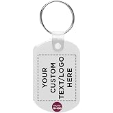 DISCOUNT PROMOS Tag Soft Plastic Keychains - 10/50/100 pack - Customizable Text, Logo - Small Key Tag Chain For Staying Organized - Rubber Key Ring Keychain &ndash; White