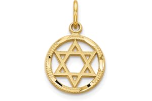 SONIA JEWELS 14k Yellow Gold Solid Star of David Lucky Jewish Charm Pendant - 19mm x 12mm