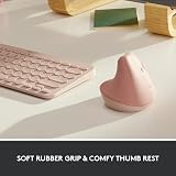 Logitech Lift Vertical Ergonomic Mouse Wireless Pink Bluetooth USB Receiver view 3
