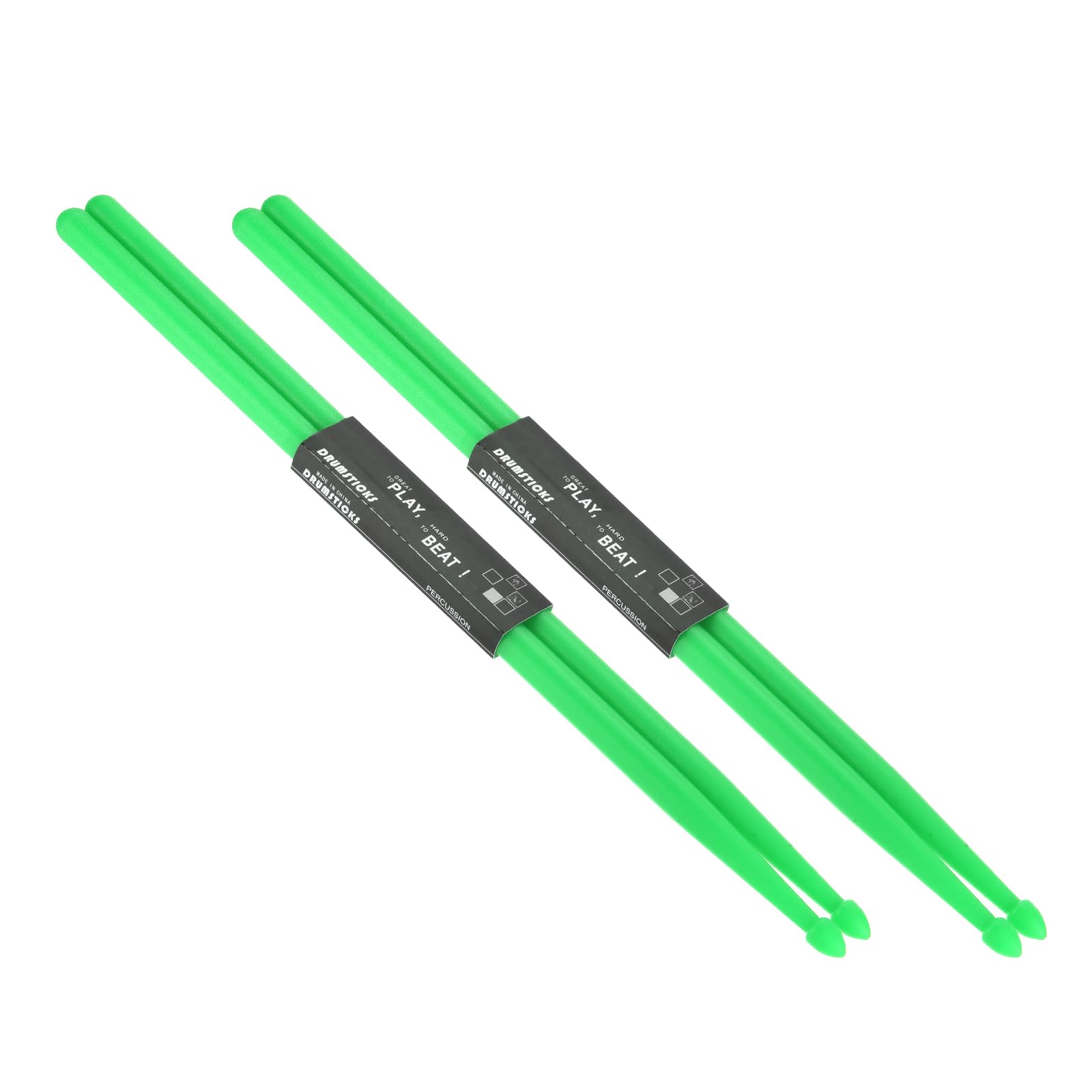PATIKIL 2 Pairs Nylon Drumstick 7A Plastic Anti Slip Handle Drum Stick for Adults Electronic Drums Musical Instrument Percussion Green, 16"