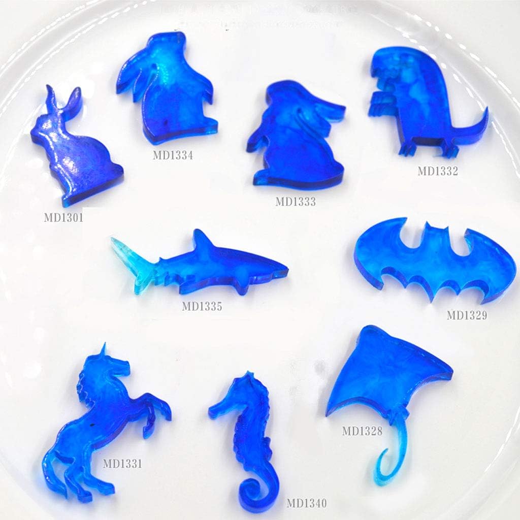 9Pcs Animals Rabbit Shark Pendant Resin Silicone Molds Jewelry Making Tools
