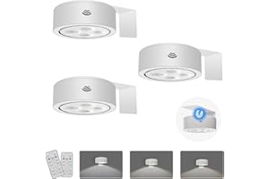 XUOLDER 3-Pack Battery Operated Picture Lights Magnetic Painting Light with 3 Lighting Modes,Remote and Timer Art Display Light for Picture Artworking Frame Portrait,Dimmable Wireless Wall Puck Lights-White