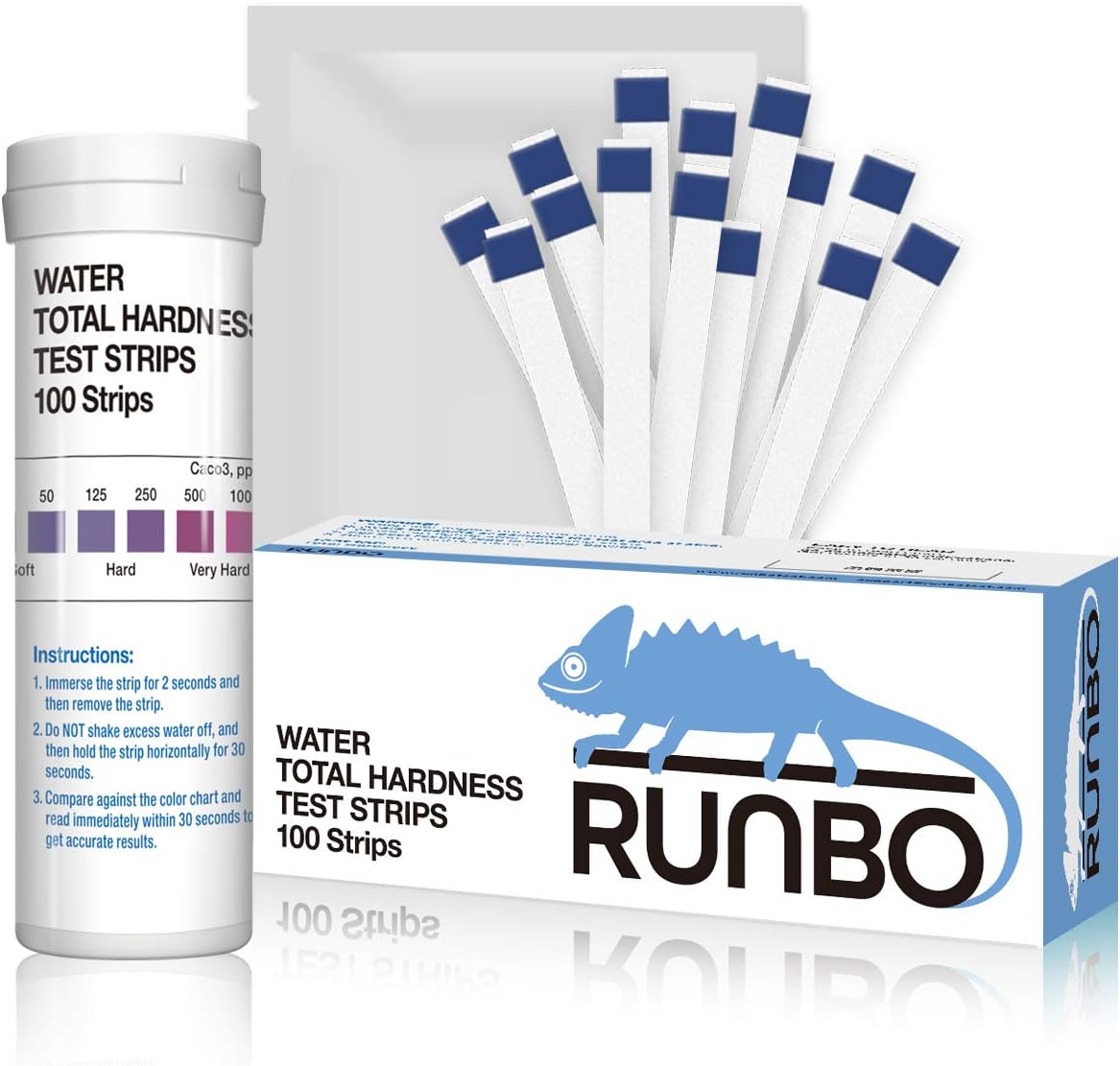 RUNBO Water Hardness Test Strips,01000 mg/L,100 Counts;Accurate and