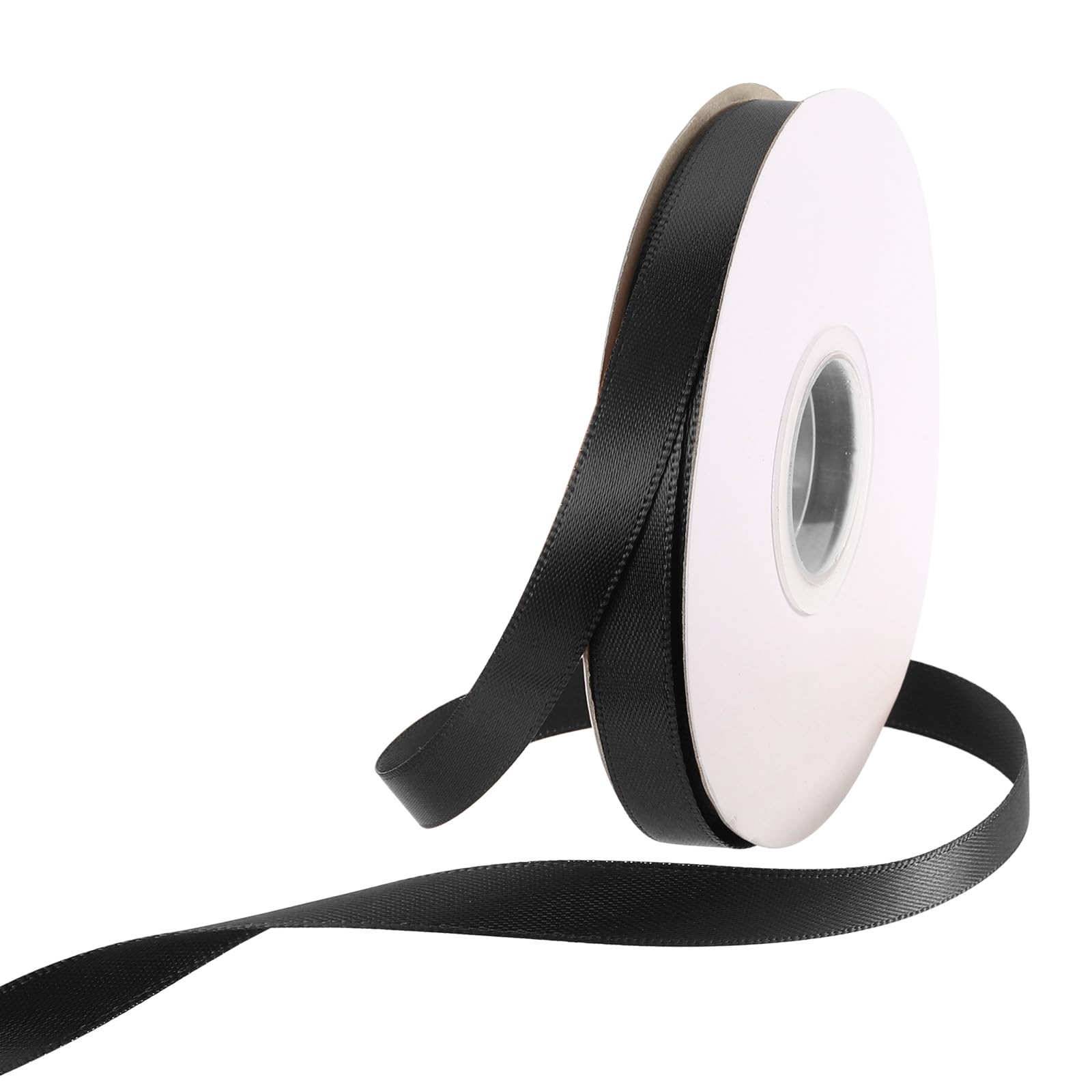 Rebower 10mm Satin Ribbon 91m Thick Double Face Grosgrain Silk Ribbon, [for Gift Wrapping, Hair Bows, Wedding, Cake, Flower] - 100 Yard/300ft/ Black