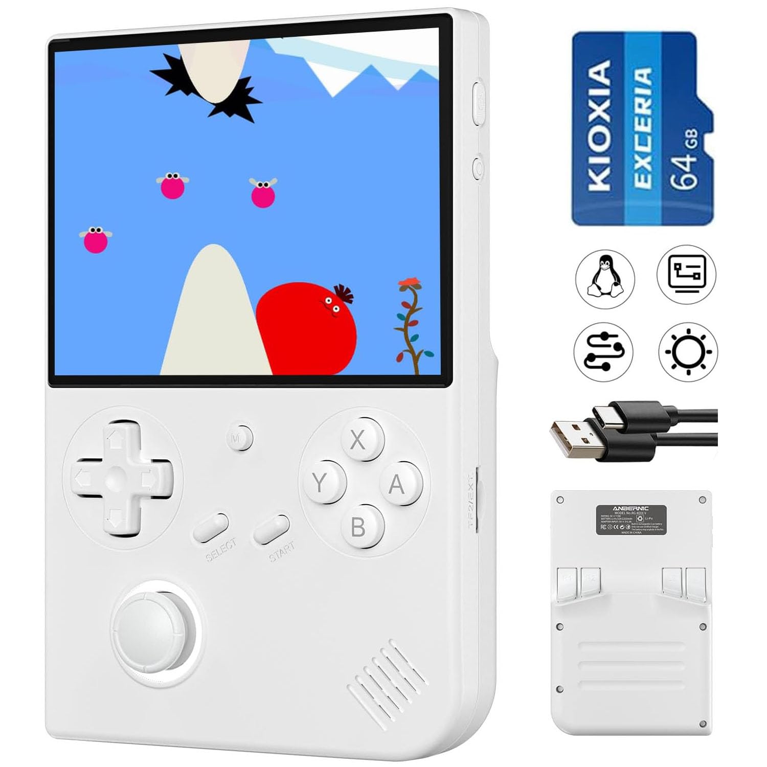 RG40XXV Handheld Game Console RG 40XXV 4.0'' IPS Screen with 64G TF Card Pre-Installed 5228 Games Supports 5G WiFi 4.2 Bluetooth Online Fighting,Streaming and HD Retro Emulator RG40XX