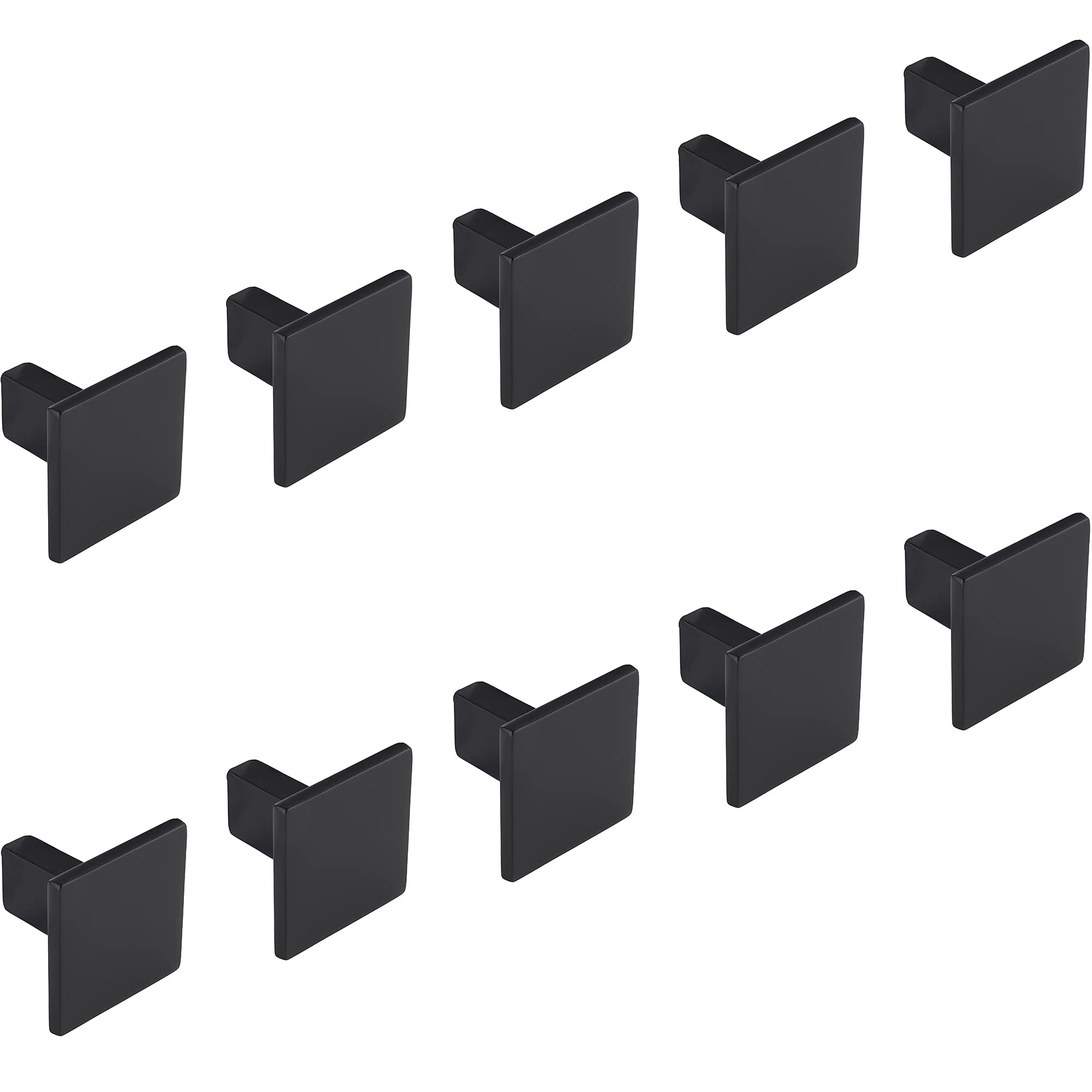Gedotec Design Furniture Knobs - Rock | 10 Pieces | Antique Black | Ø 30 mm | Square Metal Knobs for Wardrobes, Drawers, Dressers, Kitchen Cabinets | Vintage Style with Screws