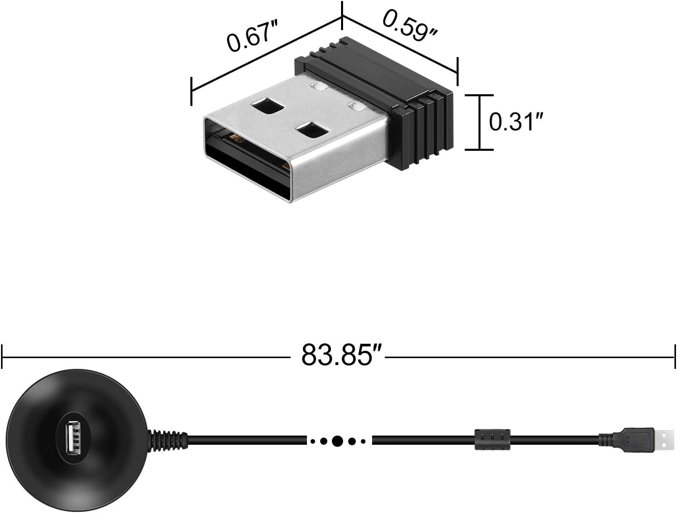 CooSpo ANT+ USB Stick Dongle with 2M/6.56FT Extension Cable - Image 3