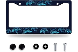GORSNKYE Sea Turtle License Plate Frame Blue Turtles License Plate Stainless Steel Funny License Plate Holder Ocean Animal Car Accessory Car Decoration 12.3" x 6.3" Fits Standard Vehicles Size