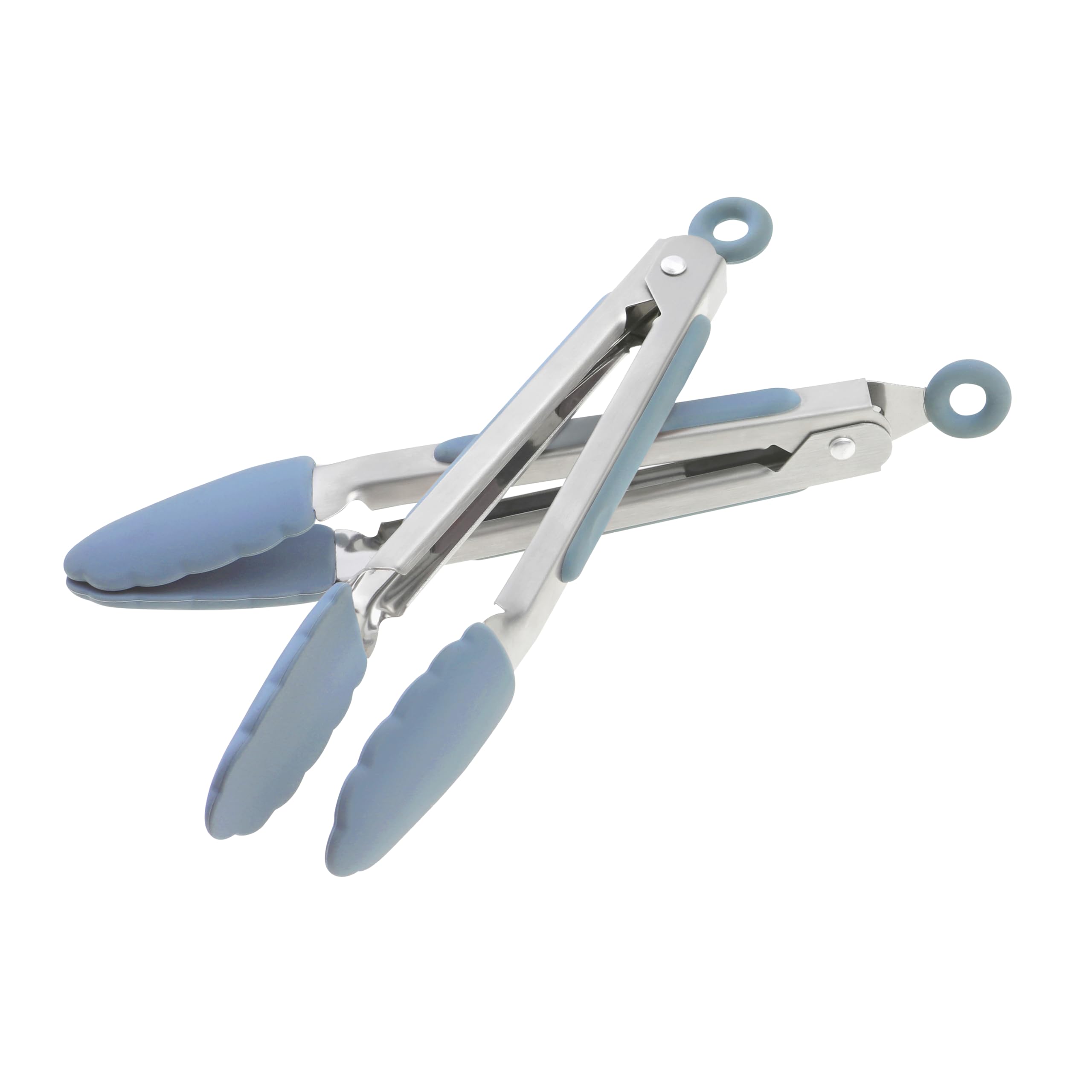 Wiltshire Mini Silicone Kitchen Tongs 18cm, Set of Two, Cooking & Serving Tongs, Salad & BBQ Tongs, Stainless Steel, Heat-Resistant Utensil, Non-Stick, Non-Scratch Tip, Petrol Blue, 21x3.2x2.7cm