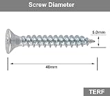 TERF 5mm x 40mm Pozi Flat Countersunk Stainless Steel A2 Screws PVCu Wood Pack view 3