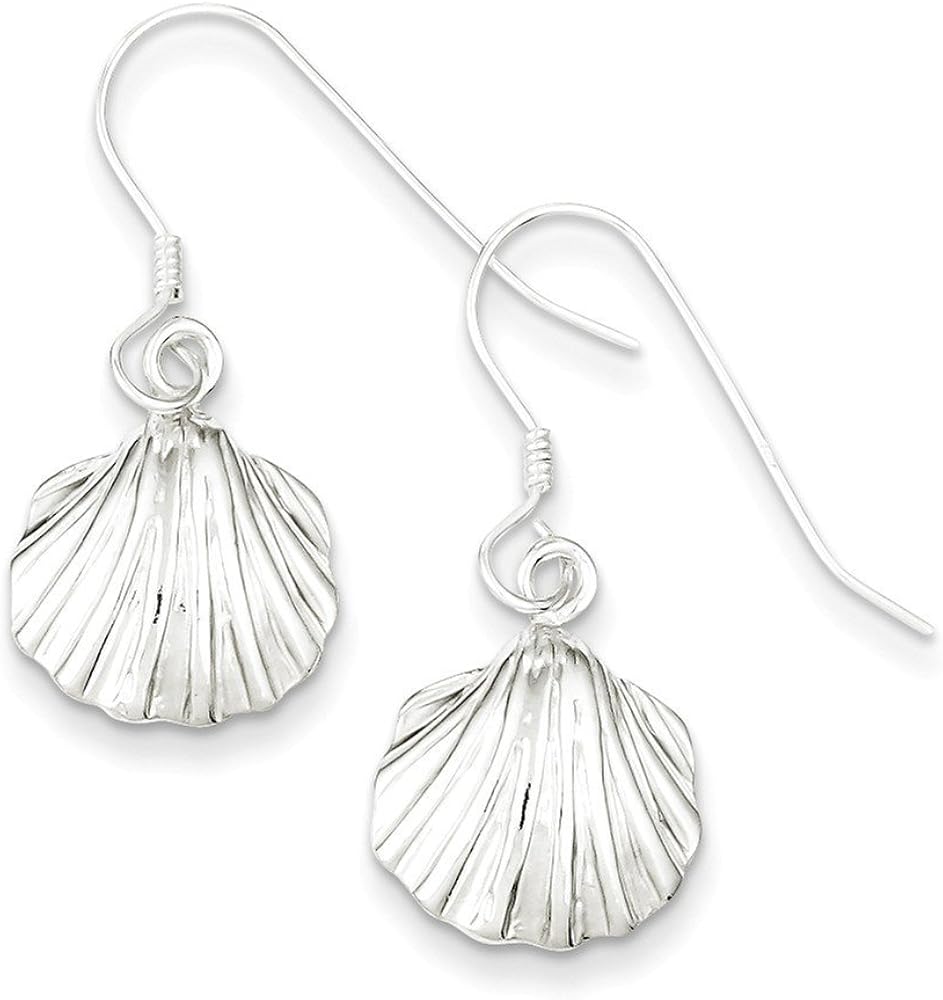 Sterling Silver Shell Earrings (1.1 in x 0.51 in) Dangle