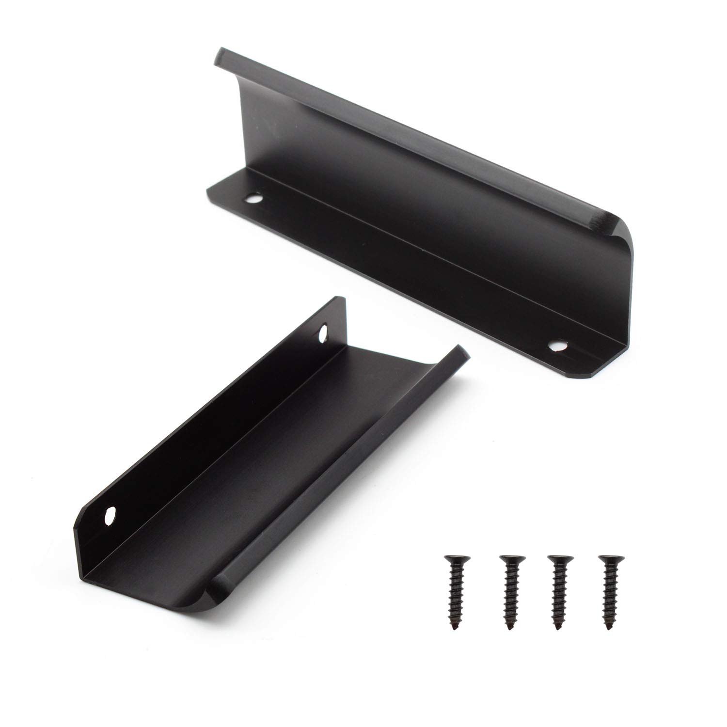 S-H KINHARD 2 Pcs Concealed Handle Pulls Drawer Curved Handle Pull, 120 mm/ 4.72 in Black Finger Edge Pull, Invisible Pull Handles Can be Used in Kitchens, Cabinets, Drawers, Wardrobes