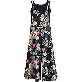 KMAZN Women's Casual Loose Long Cotton Bib Overalls Baggy Linen Plus Size Jumpsuits Rompers Wide Leg Pants…