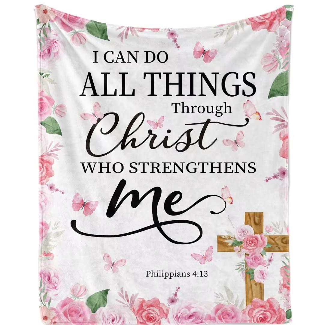 Christian Gifts for Women, 152x203 cm Super Soft Bible Verse Blanket with Inspirational Thoughts and Prayers, Religious Gifts Scripture Throw Blankets Healing Flannel Blanket for Woman Mom Pastor Gift