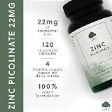 G&G Vitamins Zinc Picolinate 22mg - 120 Vegan Capsules - Chelated Zinc view 2