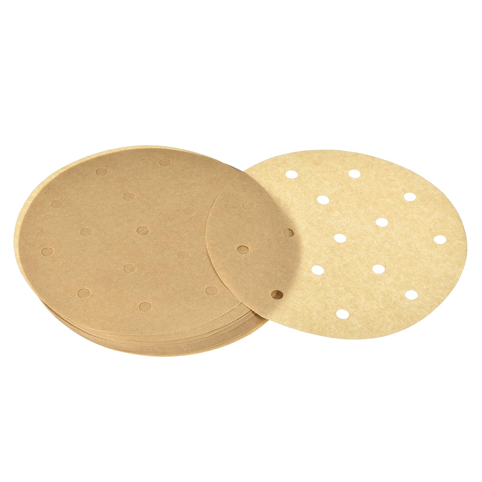 uxcell 100pcs Air Fryer Parchment Paper, 6 Inch Round Air Fryer Liner, Non-Stick Baking Paper for Air Fryers Bamboo Steamer, Brown