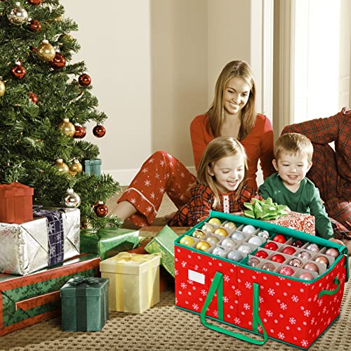 Large Christmas Ornament Storage Container Box, Fits up to 128 Ornaments, Holiday Xmas Ornaments