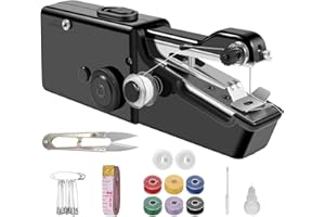 MJAJCNNAE Handheld Sewing Machine, Portable & Cordless Mini Sewing Machine for Beginners - Electric Fast Stitching, DIY Fabric Clothes Repair Kit, Home Travel Mending Machine with Accessories (Black)