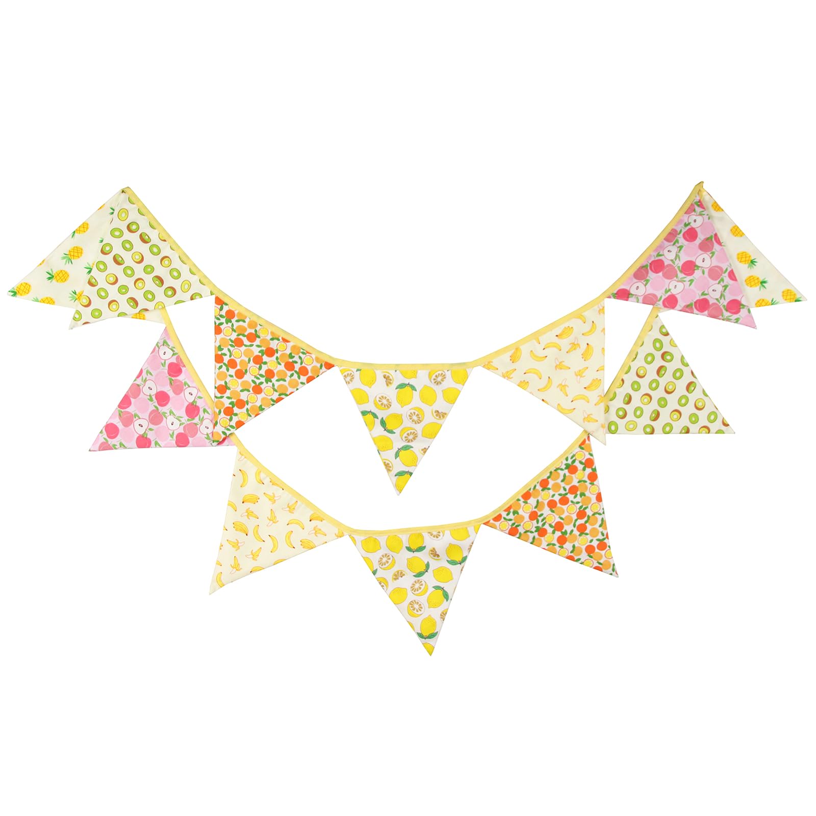 G2PLUS Two Layer Fabric Bunting Banner: 3.3m Fruit Triangle Garland for Afternoon Tea, Garden, Summer Party Decoration