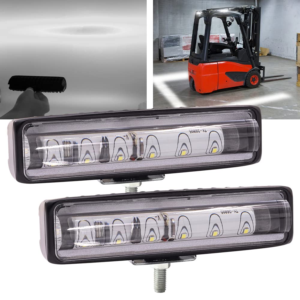 Biqing 2PCS White Forklift Safety LED Light,6 Inch LED Work Light Bar Warehouse Warning Light 12V/24V Truck Safety Light Indicator Spotlight for Offroad/Truck/Tractor/Fork Truck
