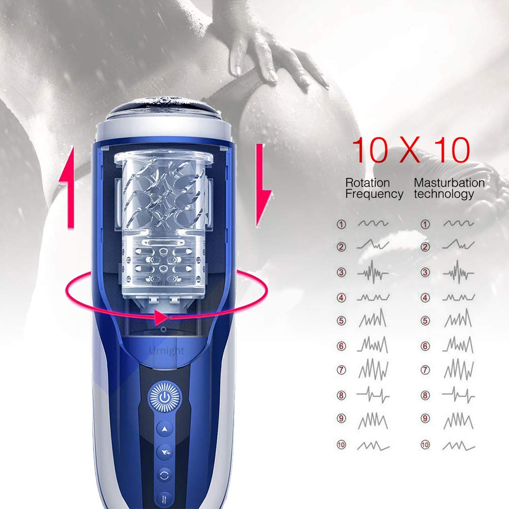Urnight Masturbatore Uomo Automatico - Sex Toy - Blowjob Simulator - Simulatore di Sesso Orale - Giocattolo Erotico Realistico - Masturbatore a Forma di Vagina - con 10 frequenze 10 velocità