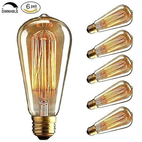 CMYK Antike Edison Vintage MasterGlobe Glühbirne (40W, E27, 220-240V) Ideal für Nostalgie und Retro Beleuchtung-- 6 Stück