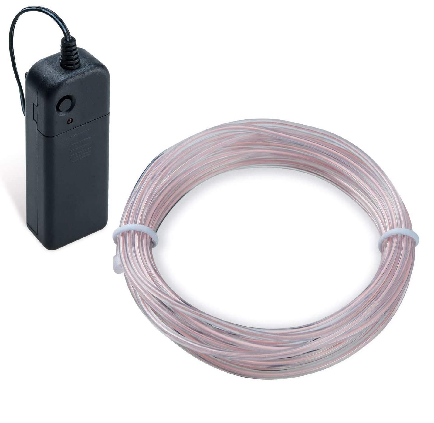 COVVY Neon Glowing Strobing Electroluminescent Light Super Bright Battery Operated EL Wire Cable for Cosplay Dress Festival Halloween Christmas Party Carnival Decoration (Iced Blue, 5M)