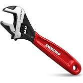 SEDY 6" Adjustable Wrench Pipe Spanner: Wide Jaw Black Oxide Wrench With Cushion Grip, Laser Marked Metric &amp; SAE Scales, CR-V Steel, for Professionals