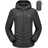CAMEL CROWN Women's Down Jackets Lightweight Puffer Jackets Packable Quilted Winter Coat Hooded Outerwear With Chest Pocket