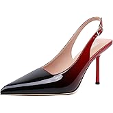 RIBONGZ Sexy Slingback Pumps Elegant Dressy Heels for Women Closed Toe Pointy High Heels Wedding Bride Prom Party Evening Shoes