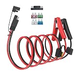 ELFCULB 10AWG 20FT SAE Connectors, Battery Alligator Crocodile to SAE, SAE Quick Release Adapter to Alligator Clips Quick Disconnect Cable,with 5 Fuse,for Solar Panel Cars Motorcycles Battery Charger