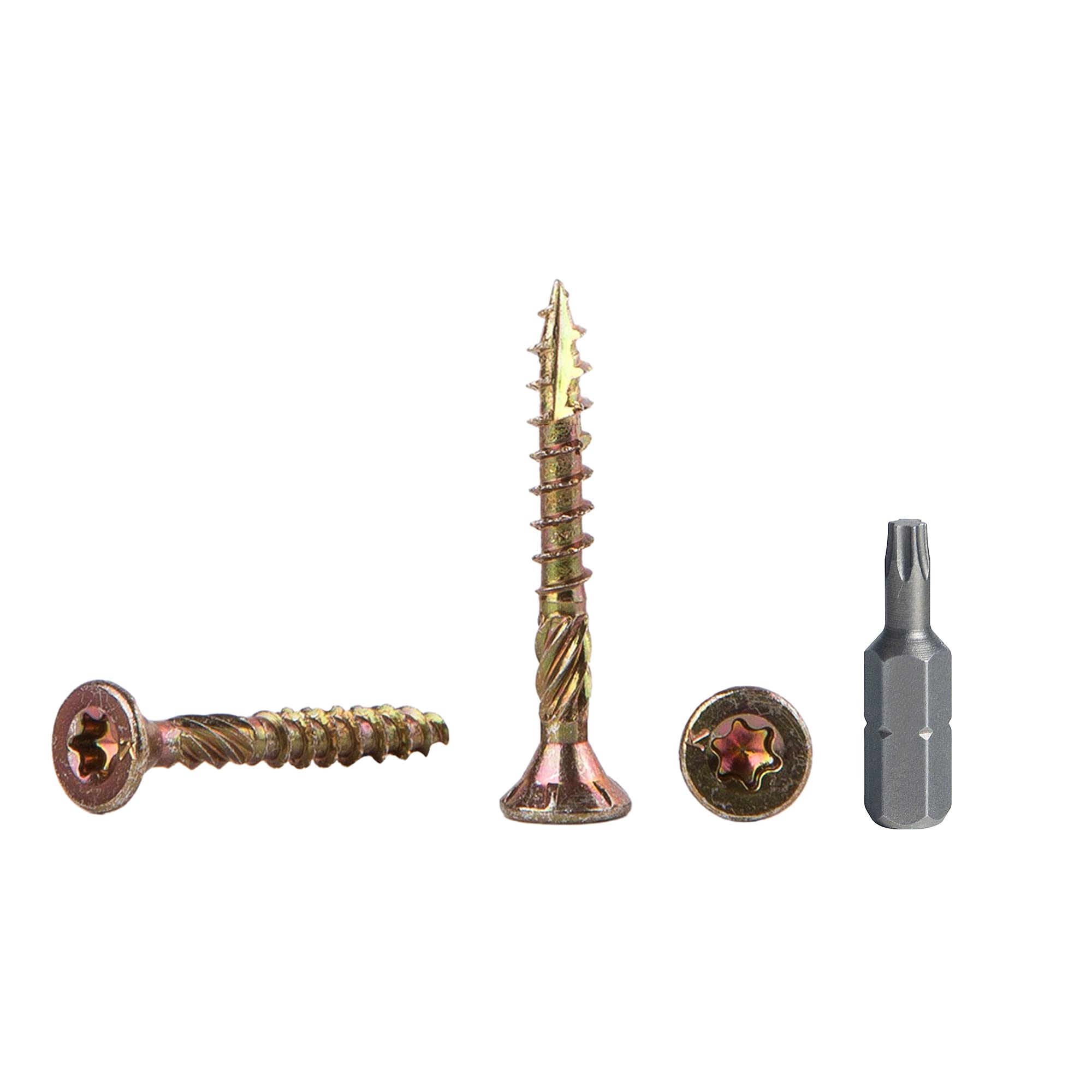 (Pack of 100 pcs) Yellow Zinc Plated Steel 3.0 x 40 mm Wood Screws, Torx Head, Type 17, Countersunk Head, Chipboard Screws (100, 3.0 x 40 mm)