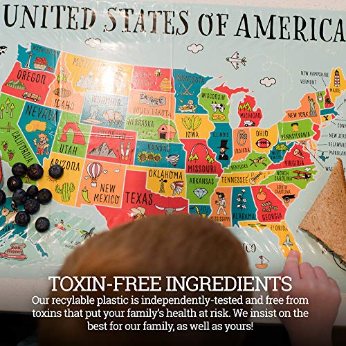 World and US Map Educational Disposable Placemats for Baby, Toddler and