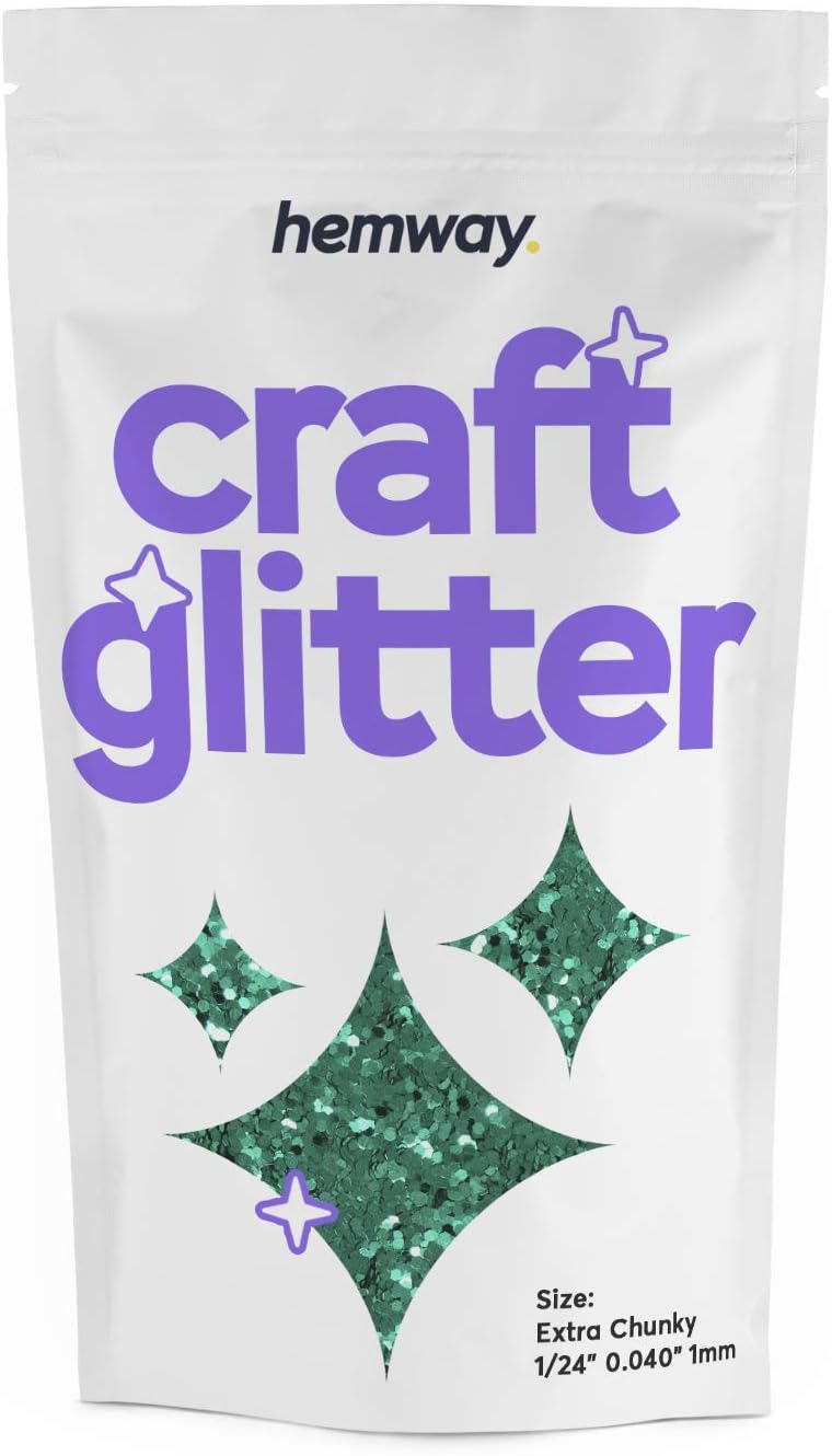 Hemway Craft Glitter Turquoise Blue 100g Extra Chunky Glitter for Crafts Resin, Cosmetic, Nail, Face, Body, Festival