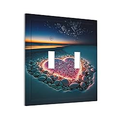 Beach Pink Love Night Scene Double Toggle Light