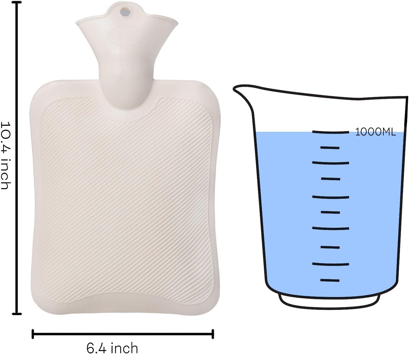 Hot Water Bottle, 1 Liter Water Bag with Cute Fleece Cover, Brown Bear: Health & Personal Care