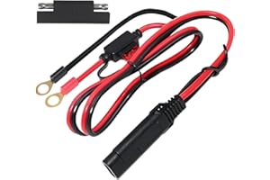 KUNCAN SAE to Ring Terminal Cable - 2FT SPT-2 16AWG 10A Fuse, 2 Pin Quick Disconnect Plug to O Terminals Battery Charger Extension Cable for Car Motorcycle, with SAE Polarity Reverse Adapter