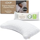 Coop Home Goods Original Crescent Adjustable Pillow, Queen Bed Pillows for Shoulder, Neck &amp; Head Support, Crescent Foam Pillows - Medium Firm for Back &amp; Side Sleeper, CertiPUR-US/GREENGUARD Gold