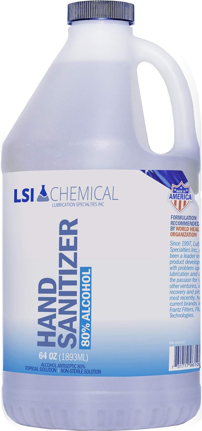 Lubrication Specialties 80% Alcohol Hand Sanitizer 64 Fluid Ounce (Packaging May Vary)