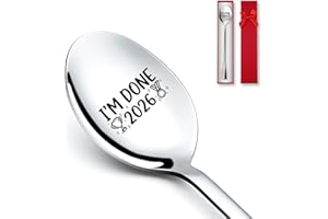 PZJIEAN I'm Done 2026 Stainless Steel Spoon, 304 Engraved Coffee Espresso Dessert Spoon, 2026 Retirement Gifts for Women Men,