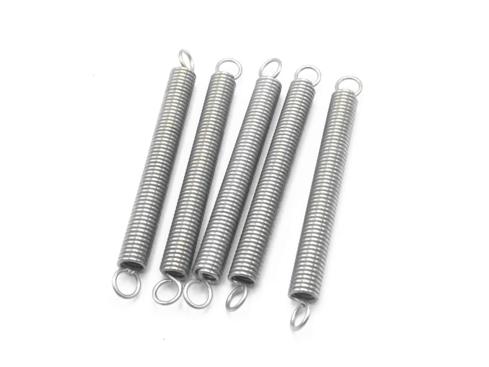 XJSXZC 1.2x8.0x65mm Stainless Steel Dual Hook Small Tension Spring 5 pcs