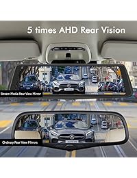 X1PRO Espejo retrovisor retrovisor Cam 9.88 "Pantalla táctil táctil completa Lente doble con 1296P Delantero y 720P Cámara de copia de seguridad de media nocturna Super Stream de visión nocturna, WDR, LDWS, Rastreo GPS, Ajuste automático de brillo