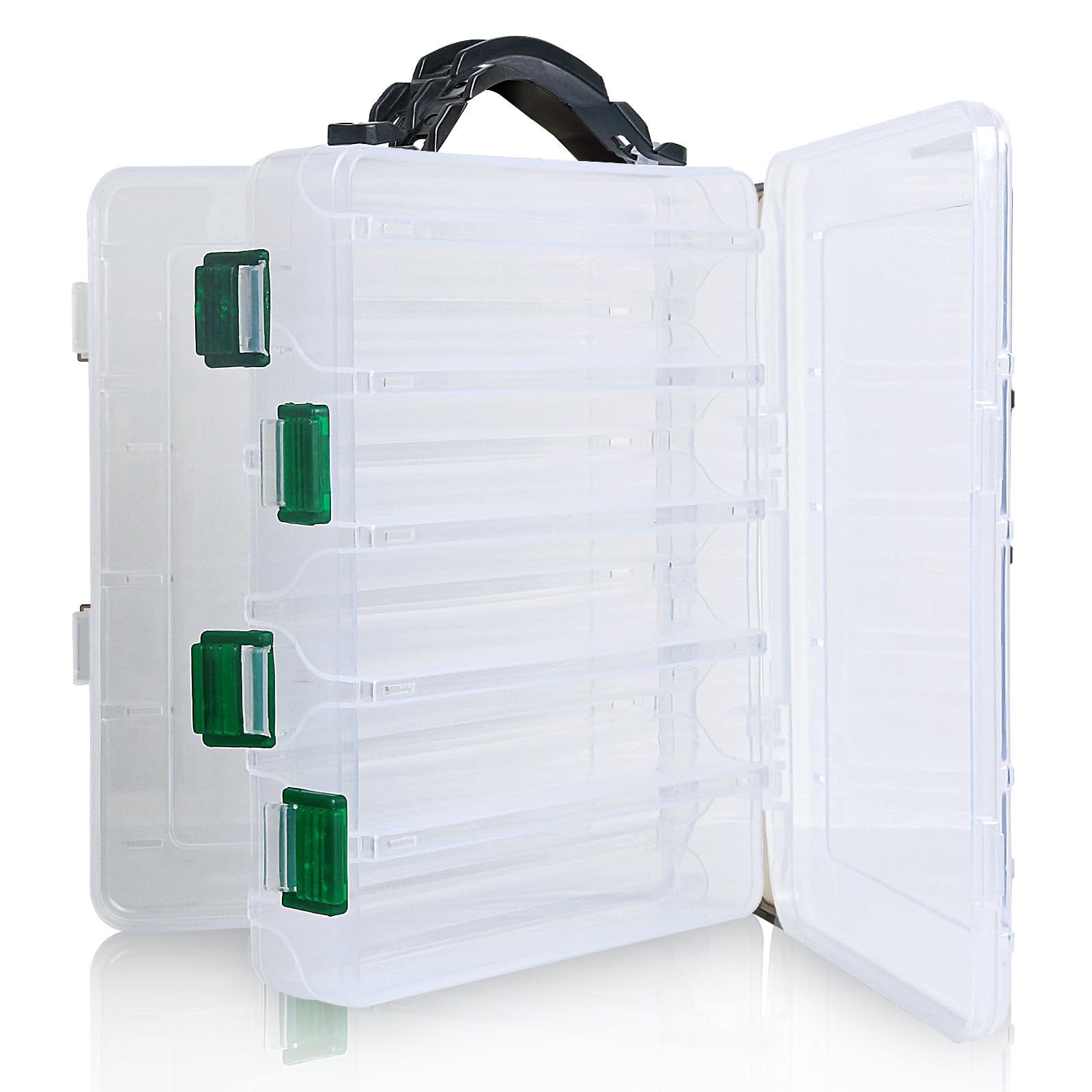 Realure Double Sided Lure Box with Handheld,4.5x17x20cm Small Fishing Lure Box,Sea Fishing Tackle Box,for Hard or Soft Lures,Diving Floating Sinking Skirted Topwater Lures,10 Grids (Transparent) — image 1